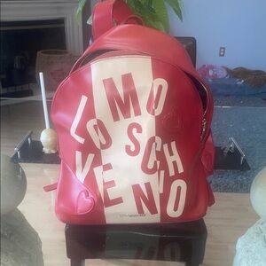 Moschino Red Backpack with Heart Details